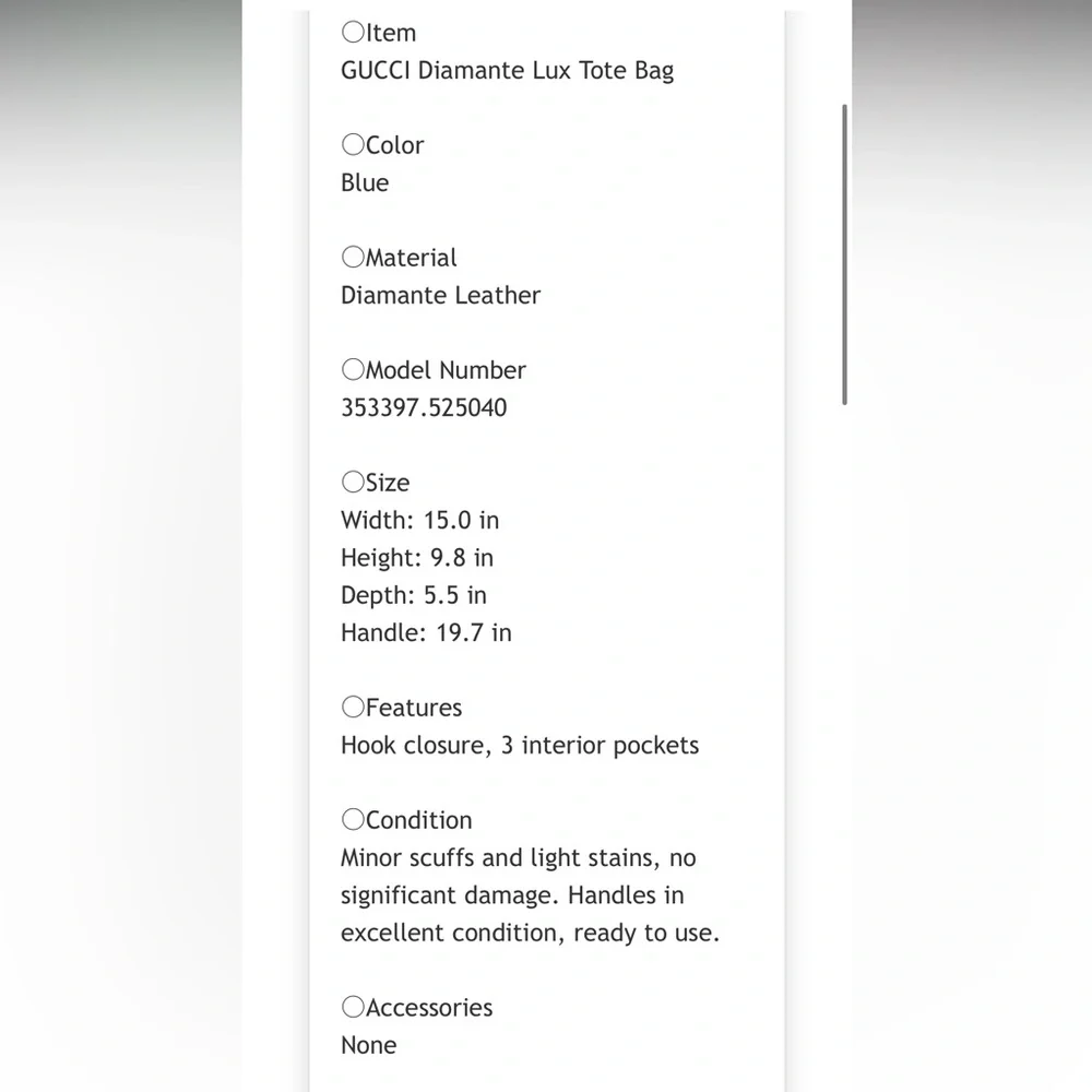 Gucci Blue Leather Tote Bag - Picture 10 of 10